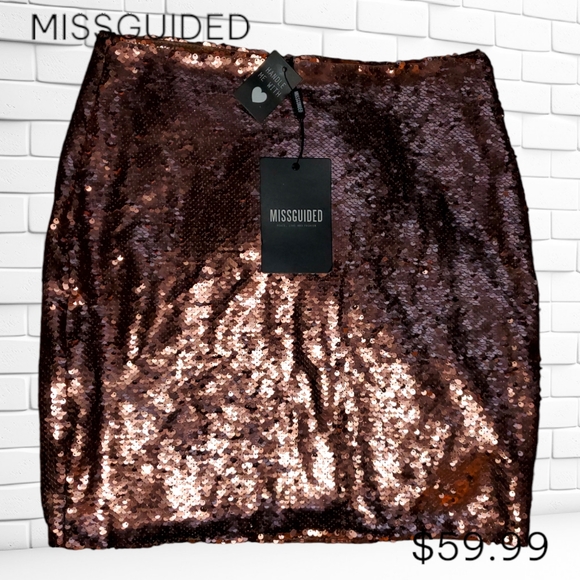 ʕ·ᴥ·ʔ Missguided Sequins Skirt Size 10 - Picture 2 of 4